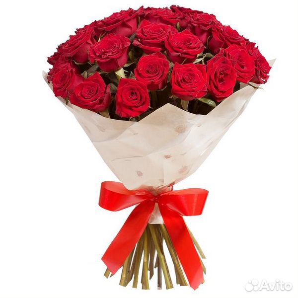 Букет из 17 красных роз в крафте купить на Зозу.ру - фотография № 2