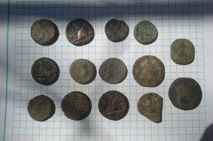 14 крупных античных монет. Пантикапей