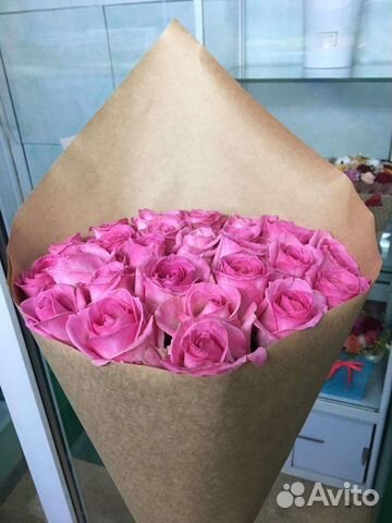 25 роз розовых с магазина