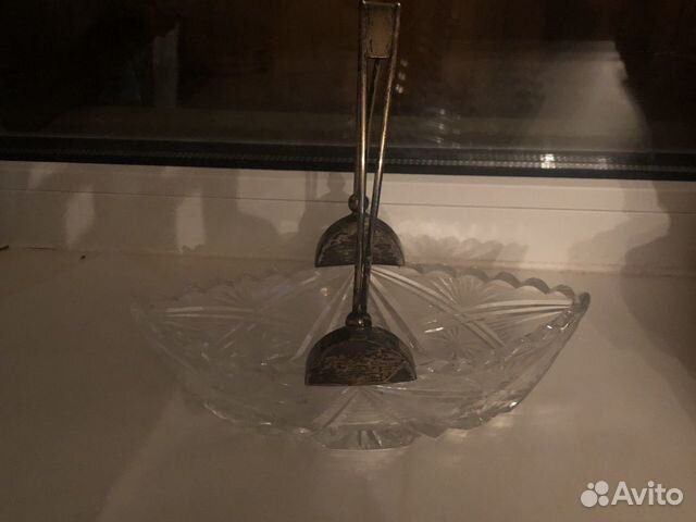 Хрустальная конфетница с серебром « Ладья»