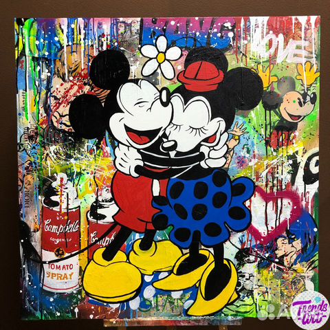 Яркие картины Микки Мини Маус поп стрит арт купить