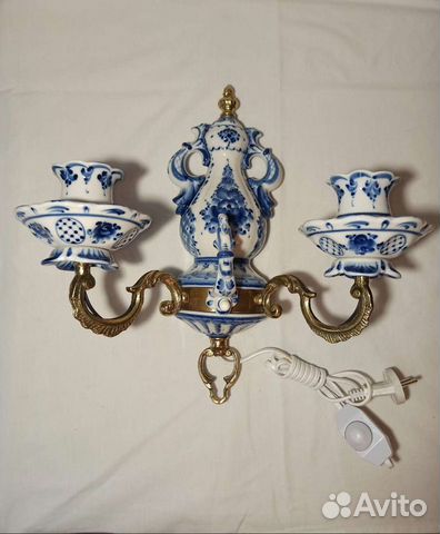 Настенный светильник бра. Гжель