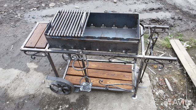 Кованый мангал на колесах для вашего отдыха 4 мм