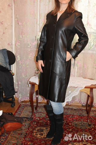 Красивый плащ из натуральной кожи, цельной, новый Красивый плащ из натуральной кожи, цельной, новый