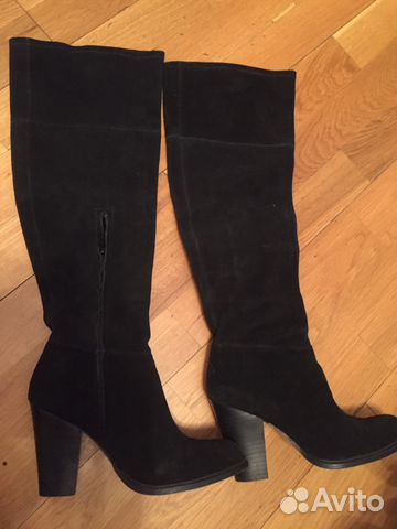 Сапоги zara basic под замшу