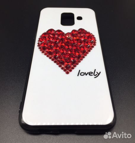 Чехол SAMSUNG A6 Lovely Red Стразы Красное Сердце Чехол SAMSUNG A6 Lovely Red Стразы Красное Сердце