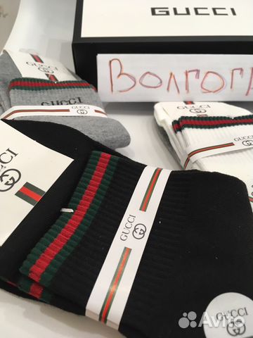 Носки женские - мужские, Gucci, комплект 6шт + Кор Носки женские - мужские, Gucci, комплект 6шт + Кор