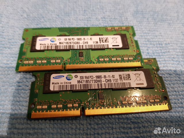 Память DDR3 SAMSUNG для ноутбука(2Гб+1Гб)