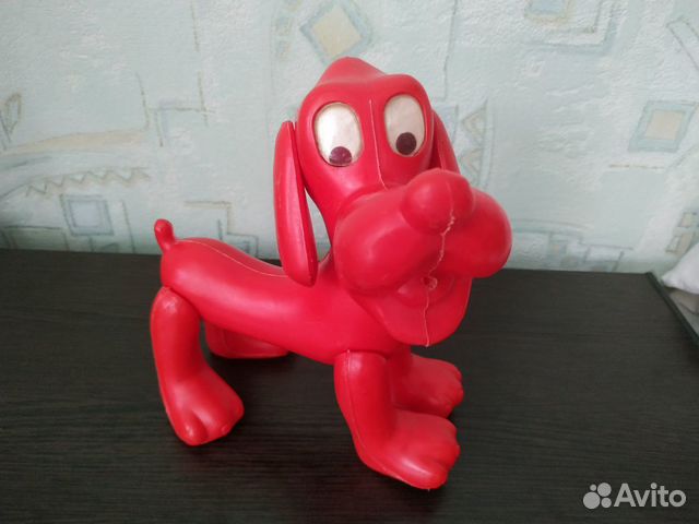 Игрушка СССР собака красная пластмасса
