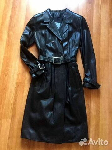 Кожаное пальто плащ (Франция),как новое,оригинал Кожаное пальто плащ (Франция),как новое,оригинал