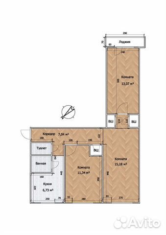3-к квартира, 57.2 м², 9/9 эт. 3-к квартира, 57.2 м², 9/9 эт.