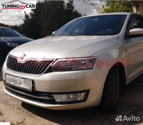 Накладки на фары для Skoda Rapid (фигурные) 12-17