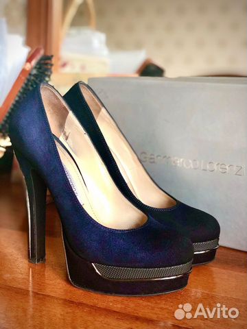 Замшевые синие туфли Gianmarco Lorenzi