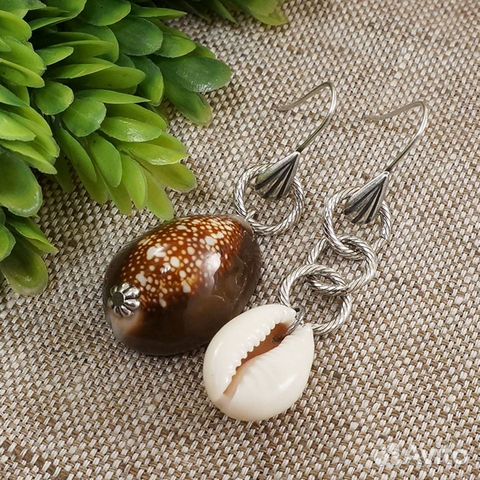 Серьги Ракушки Асимметричные