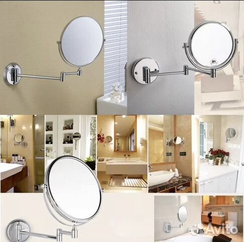 Хромированное настенное зеркало с увеличением