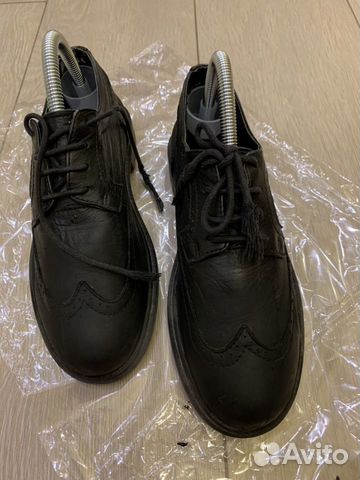 Ботинки д/м 36 zara кожаные черные