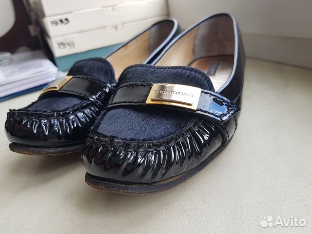 Dolce gabbana женские мокасины 37 размер черные