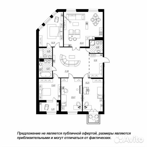 4-к квартира, 170.5 м², 6/9 эт.