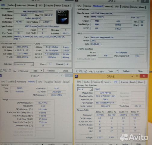 AMD Phenom2 X4 955+asus M4A87TD EVO AM3+8GB DDR3