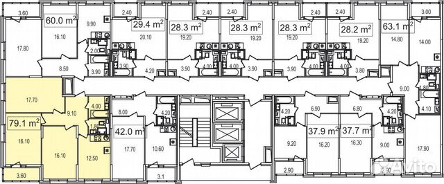 3-к квартира, 79.1 м², 14/25 эт.