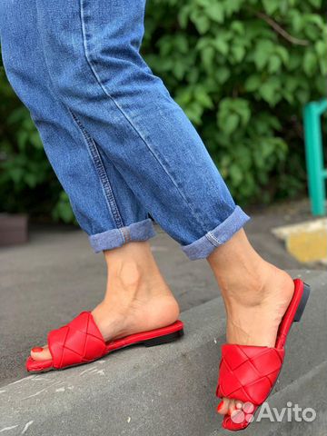 Шлепки женские bottega veneta кожа