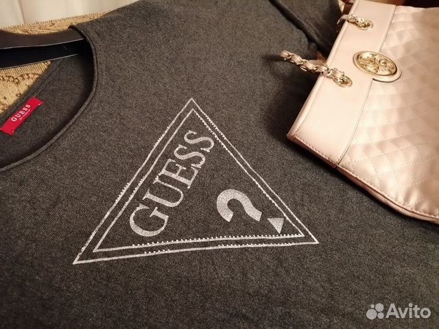 Серый свитер Guess пуловер свитшот лонгслив