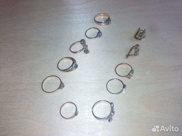 Золотое кольцо сережки золото 583 бриллианты СССР