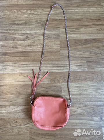 Кожаная сумка Zara персикового цвета Кожаная сумка Zara персикового цвета