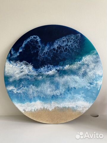 Картина море эпоксидная смола круг 40 см Картина море эпоксидная смола круг 40 см