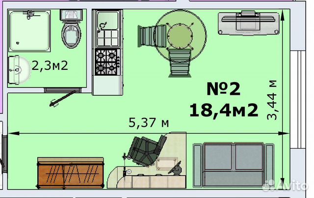 Студия, 18.4 м², 2/17 эт.