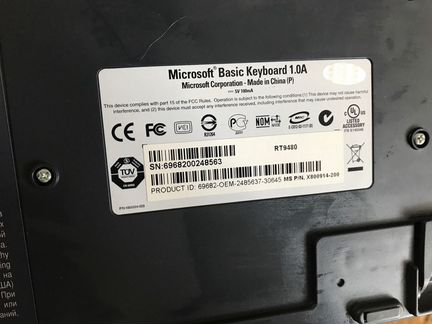 Клавиатура microsoft basic keyboard 1.0a PS/2 черн