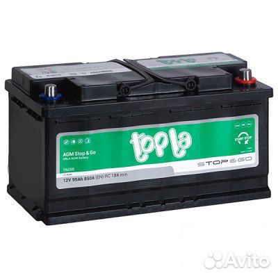 Go batteries. Аккумулятор topla AGM 95. Аккумулятор topla AGM stop&go. Topla 95 Ач AGM tag 850а. Аккумулятор topla AGM stop-n-go 114090 95 Ач.