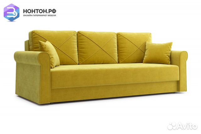 Диван еврокнижка Лира 3-х местный горчичный