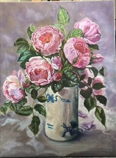 Картина маслом. «Розы«. Холст