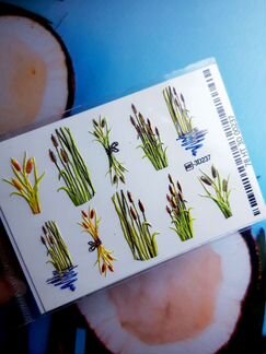 Слайдеры для ногтей, лягушки, камыши,рыбки