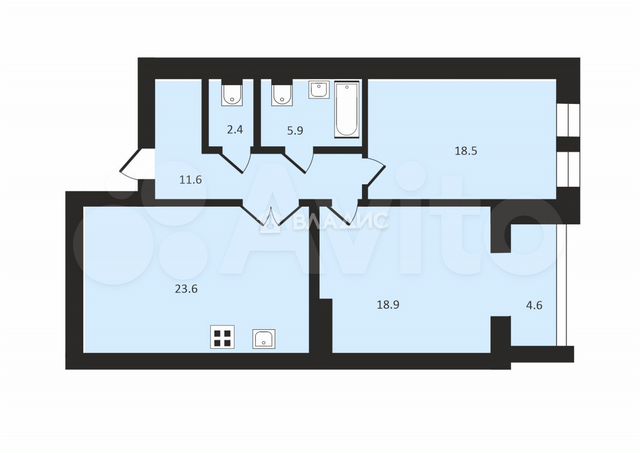 2-к. квартира, 86 м², 1/3 эт.