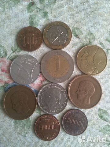 10 шт. иностранных монет. всей кучкой