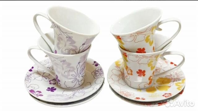 Набор кофейных чашек с блюдцами 4 пары