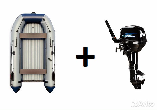 Мотор Гладиатор 9,8 + Лодка пвх Групер Нднд 300