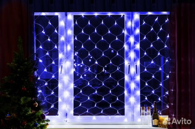Гирлянда Сетка 2*1,5 м, синяя