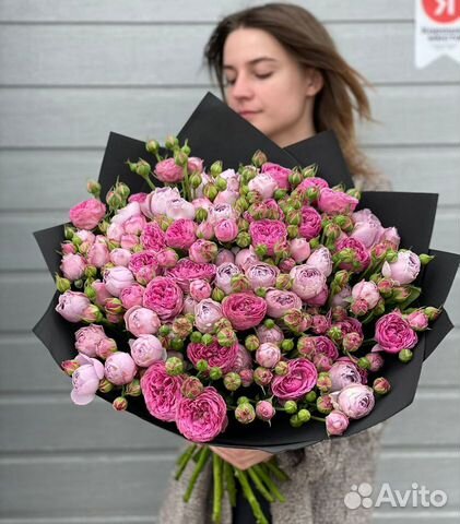 Розы кустовые пионовидные, цветы, розы букет