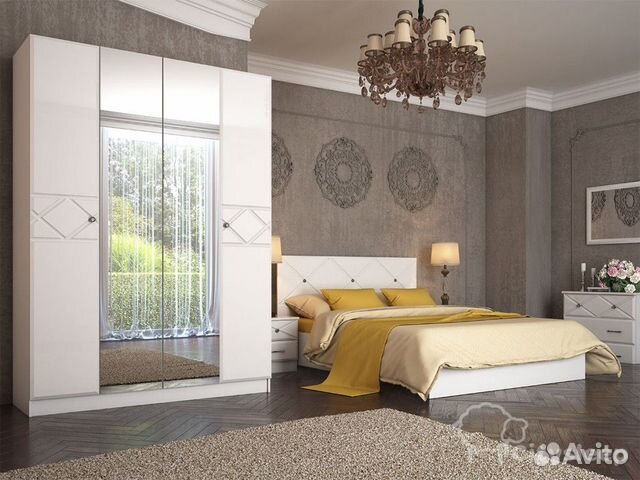 Спальня белый глянец - кровать шкаф комод в наличи