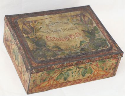 Антикварная жестяная коробка Ароматический. мед