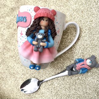 Кружечки с декором из полимерной глины