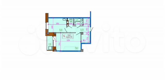 1-к. квартира, 50,4 м², 4/9 эт.