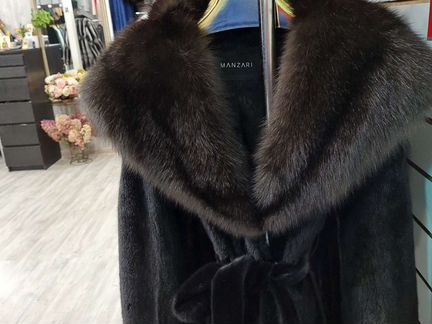 Шуба норковая 42 44 46 с соболем капюшон