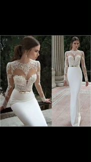 Свадебное или вечернее платье с рукавами Новое