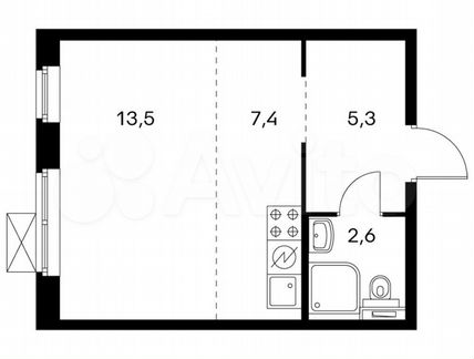 Квартира-студия, 28,8 м², 10/25 эт.