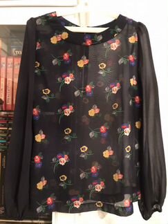 Полупрозрачная блузка new look темно-синяя