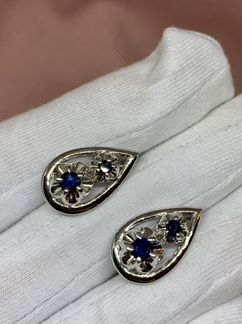 Серьги из серебра вес 6,52 гр с сапфирами новые